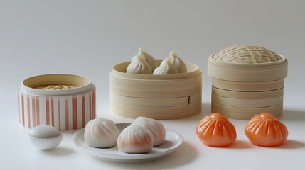 dim sum on white background