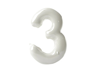 Naklejka premium Three Number Made of Creamy White Texture Perfect for Food or Artistic Imagery Ideal for Use in Various Creative Projects and Designs