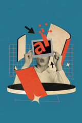 Composite trend artwork sketch image collage of intelligence assistant creative device display...