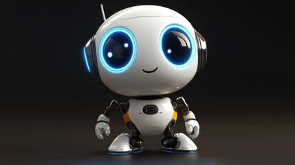 The robot features bright, expressive eyes and a cheerful demeanor, perfectly designed for engaging interaction and capturing attention
