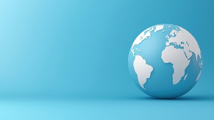 A stylized globe is displayed against a soft blue background, emphasizing a modern and minimalist design.