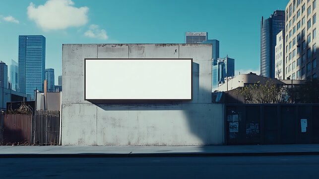 Blank billboard mockup on a building wall in a modern urban setting