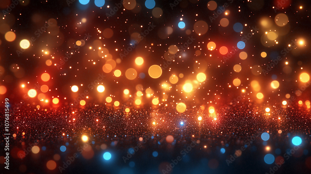 Poster sparkling celebration: a captivating abstract background with shimmering, multi-colored bokeh lights