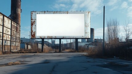 Obraz premium Large billboard mockup in front of an industrial area with blank white space