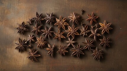 Star Anise Arrangement on Table, Spices and Herbs Concept Generative AI