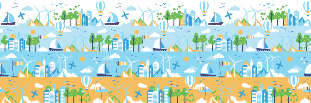 A Beautiful and Colorful Summer Scenery Featuring Nature as Well as Adventure Elements