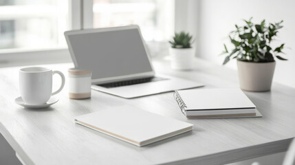 Minimalist planners on a desk, featuring simple layouts, clean fonts, and neutral covers for organized planning