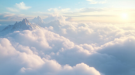 Fototapeta premium A majestic sea of clouds stretched across the sky in the early morning light. Clouds Wallpaper