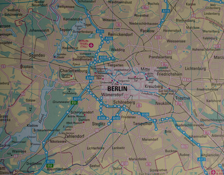 Map of Berlin, Germany and the surrounding area