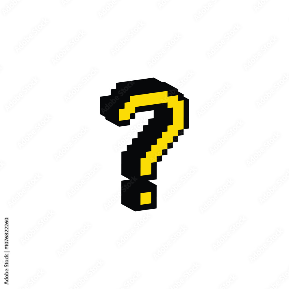 Aufkleber isometric pixel question tag icon vector sign for 8 bit game