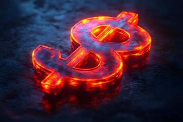 Fototapeta premium A large, bold dollar sign with an upward arrow intersecting through it, placed on a plain, monochromatic background to keep it uncluttered