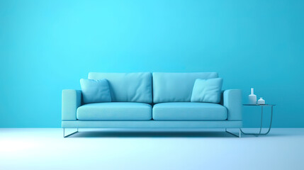 Naklejka premium Incredible 3D illustration, Modern minimalistic living room interior detail