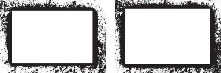 frame with grass effect, set of black and white frames with grunge paint effect, a black and white grunge photo frame set vector design,