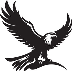 Obraz premium Eagle Silhouette Vector Art on White Background - Majestic Bird of Prey Icon Design