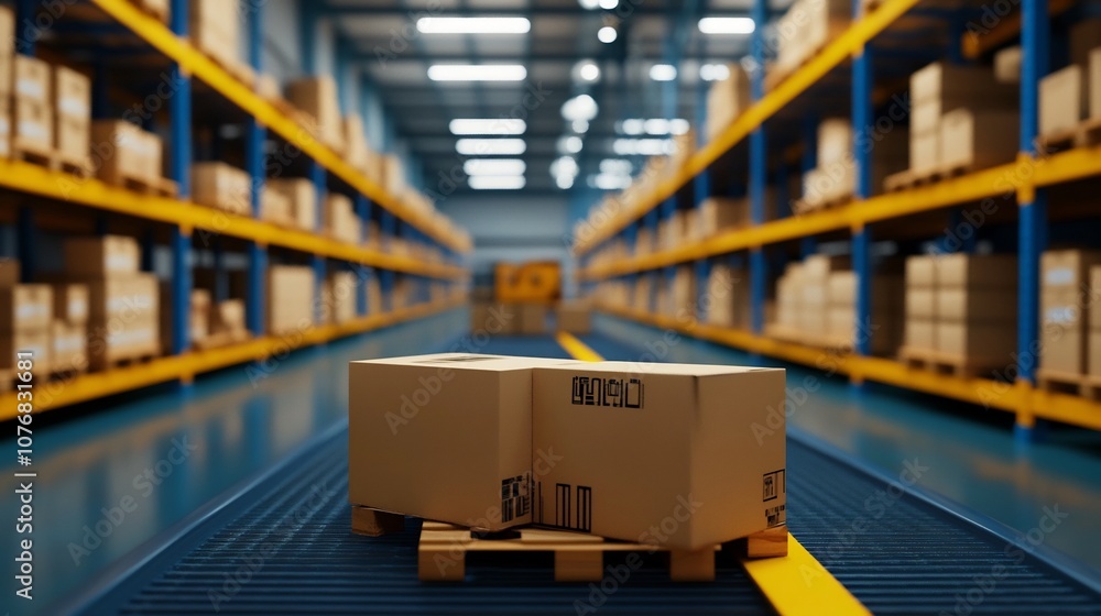 Aufkleber automated warehouse logistics efficiently tracking inventory levels and order processing
