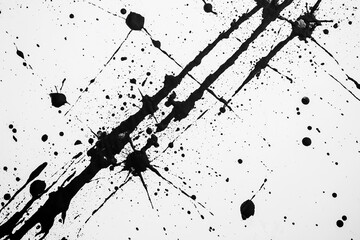 Abstract Grunge Splatter Texture: Black Ink Stains And Streaks On White Paper For A Bold, Artistic Backdrop
