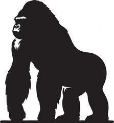 Gorilla Silhouette Vector Art on White Background - Powerful Primate Icon Design

