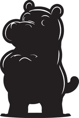 Hippopotamus Silhouette Vector Art on White Background - Majestic River Animal Icon Design

