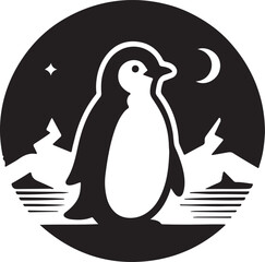 Penguin Silhouette Vector Art on White Background - Charming Arctic Bird Icon Design


