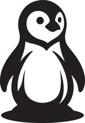 Penguin Silhouette Vector Art on White Background - Charming Arctic Bird Icon Design


