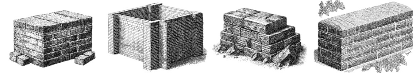 Isometric view of a brick wall. A simple flat illustration