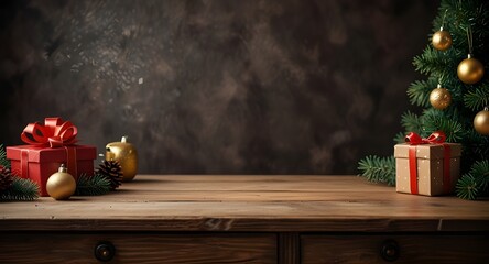 christmas time and desk of free space for your decoration.