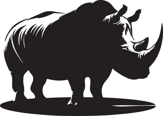 Fototapeta premium Rhinoceros Silhouette Vector Art on White Background - Mighty Wildlife Animal Icon Design