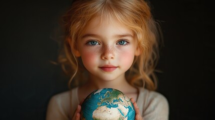 A close-up of a child holding a paper globe, representing the future of Earth and environmental stewardship