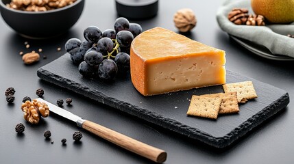 Artful food display on a wooden board