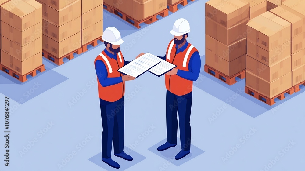 Aufkleber warehouse workers updating inventory records on tablets for efficient and order fulfillment