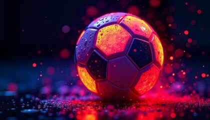 Naklejka premium 3D Neon Football – Futuristic Glow on the Field