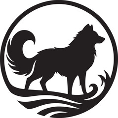 Obraz premium Wolf Silhouette Vector Art on White Background - Majestic Wild Animal Icon Design