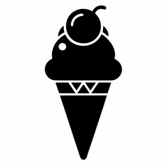 Ice cream cone silhouette vector, ice cream cone icon, Soft ice cream