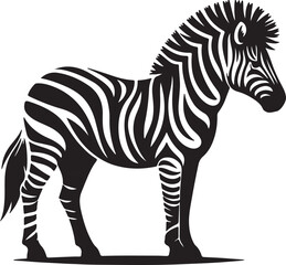Obraz premium Zebra Silhouette Vector Art on White Background - Striped Wildlife Animal Icon Design