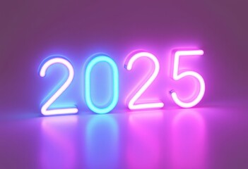 Glowing Neon 2025 Typography on Dark Background for Bold Look