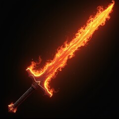 Fiery Inferno: Abstract Black Background with Blazing Red and Orange Flames sword