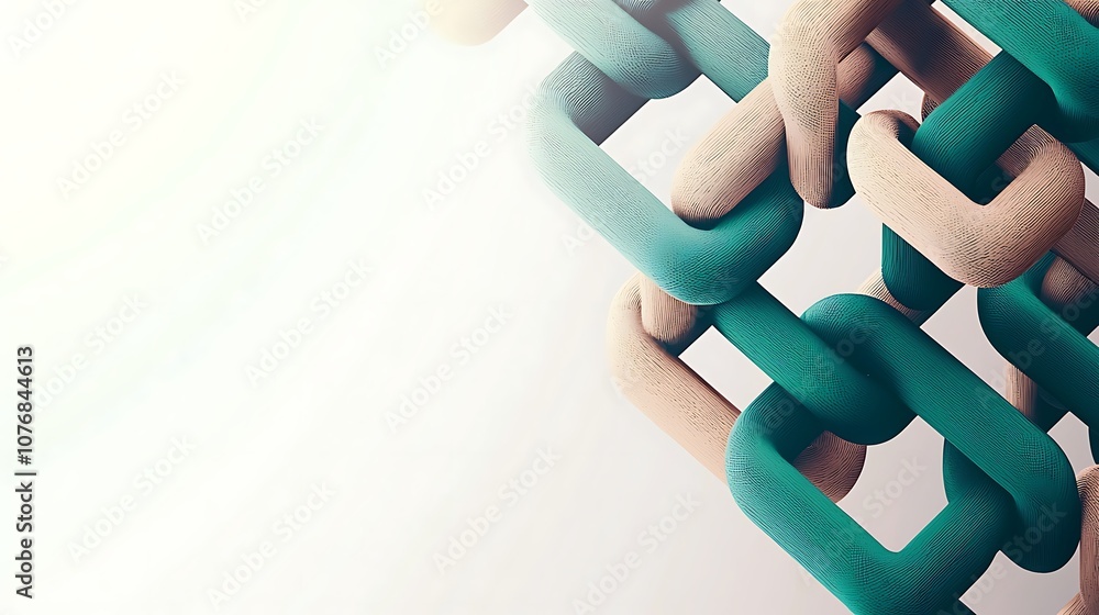 Poster abstract composition of interconnected geometric shapes in pastel colors creating a modern design co