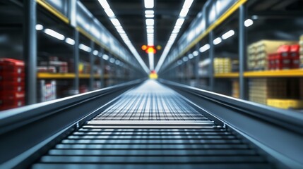 Fototapeta premium View of a grocery conveyor belt from the beltâ€™s perspective