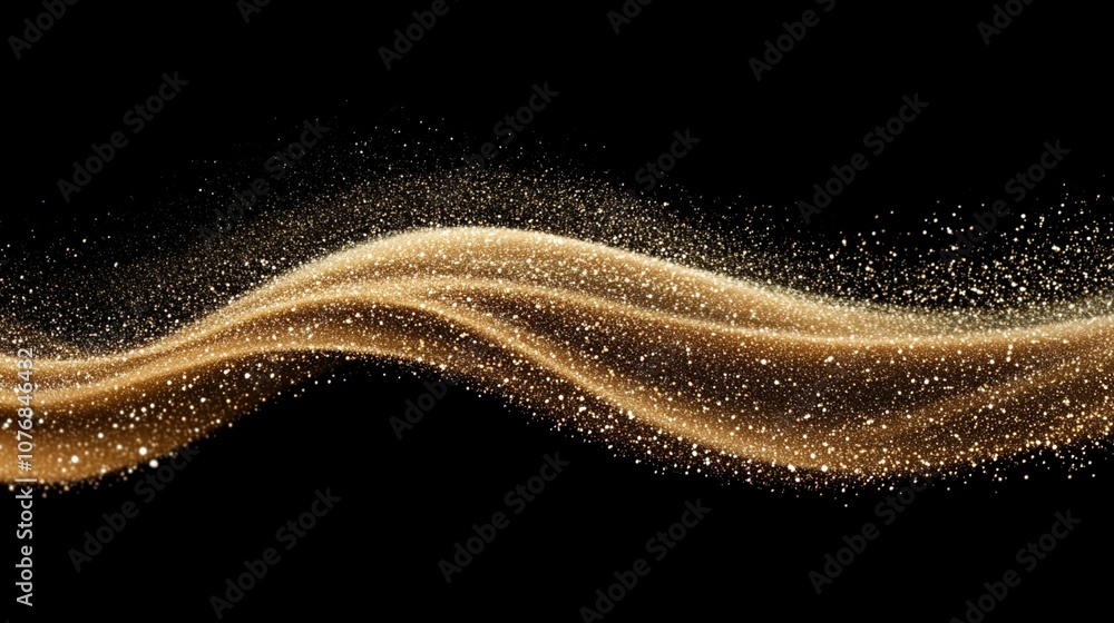 Aufkleber shimmering golden wave of glittering particles flowing against a dark background, creating a mesmeri