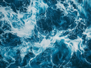 Fototapeta premium Abstract ocean wave background in blue, aqua, and teal tones with flowing textures. Ideal for a web banner or graphic, offering a vibrant, dynamic backdrop with space for text