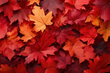 Colorful Red Maple Leaves in a Realistic Arrangement