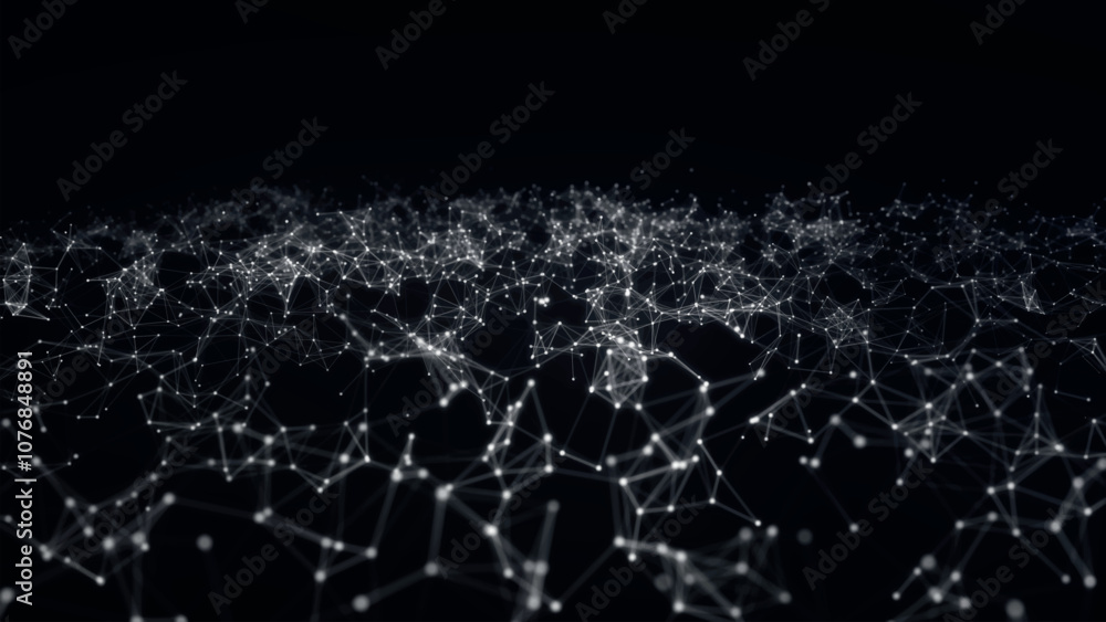 Aufkleber abstract background with connecting dots and lines. network connection structure. plexus effect. 3d 