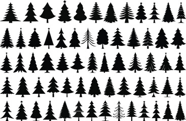 Obraz premium Christmas tree silhouettes set vector illustrations