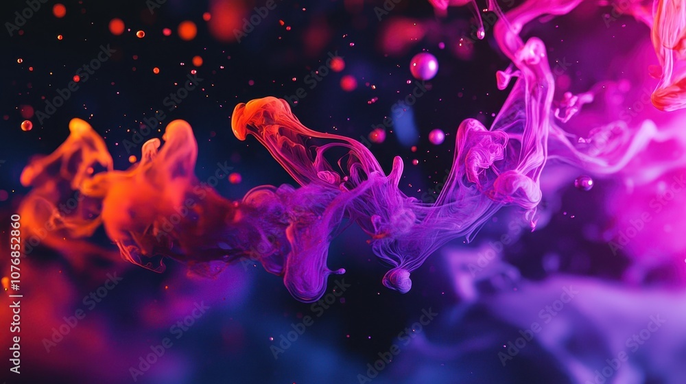 Poster a vibrant swirl of colorful smoke and liquid wisps against a dark background, creating an ethereal a