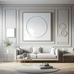 Warm and Stylish Living Room with Wall Art Mockup