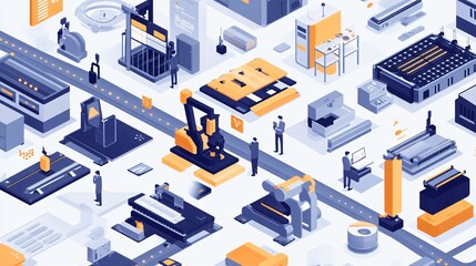 Obraz premium Industrial IoT applications for optimizing production lines with real-time data collection, smart sensors, and predictive analytics