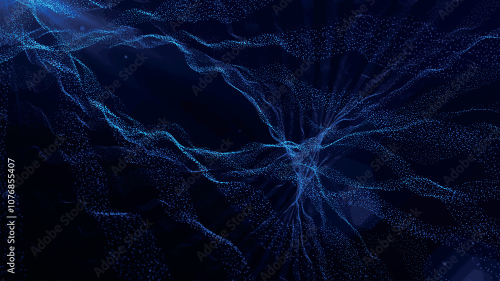 Aufkleber futuristic point wave of particles. visualization of sound waves. dark background. technology or sci