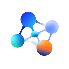 Colorful Abstract Molecular Structure with Interconnected Spheres