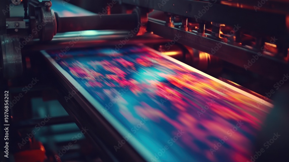 Poster printing machine in action