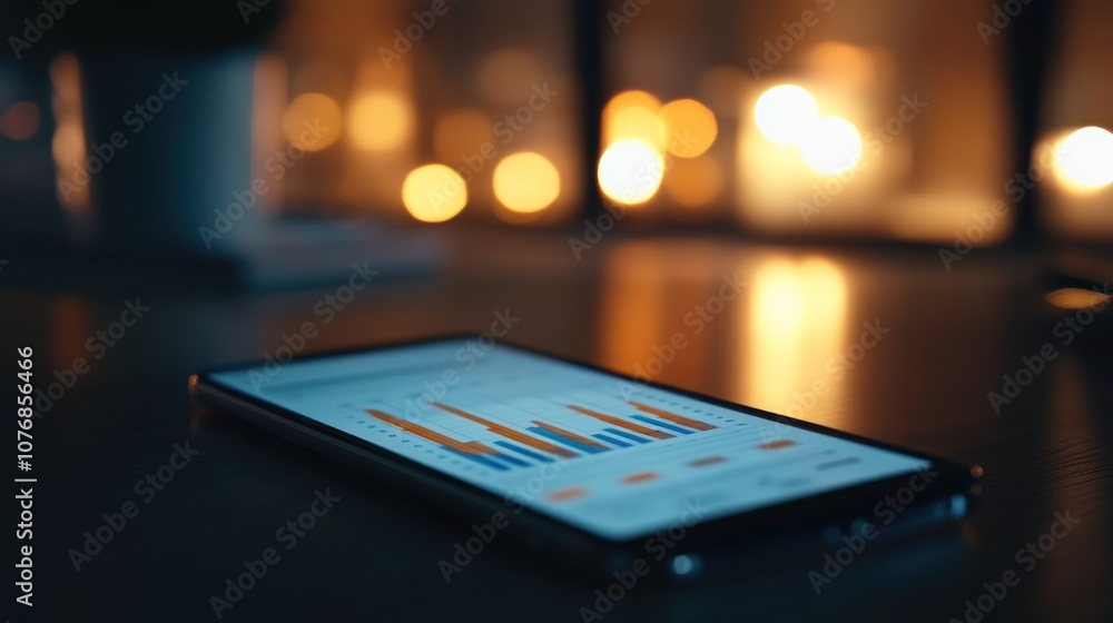 Poster Tablet on a table with a graph